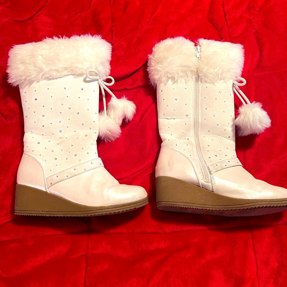 White bling snow boots